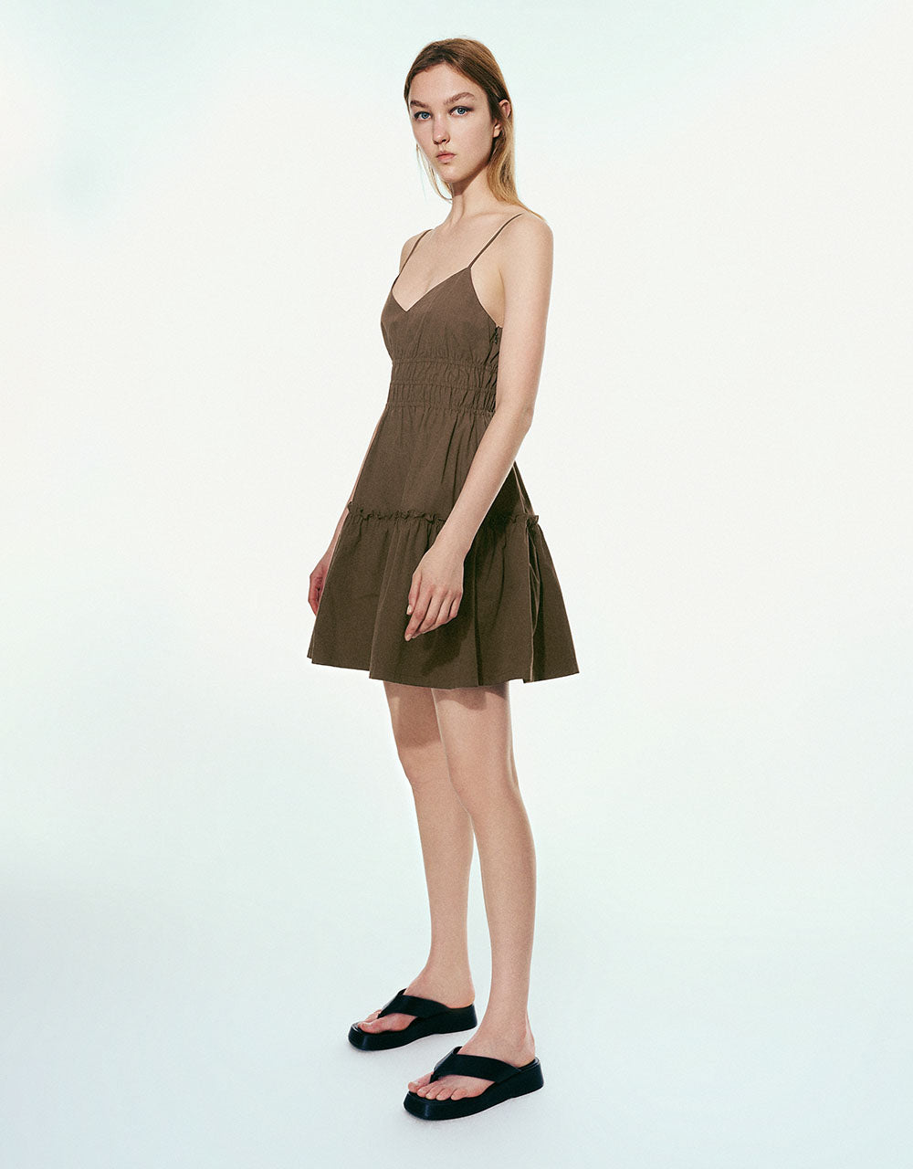 Elastic Waist V-Neck A-Line Cami Dress