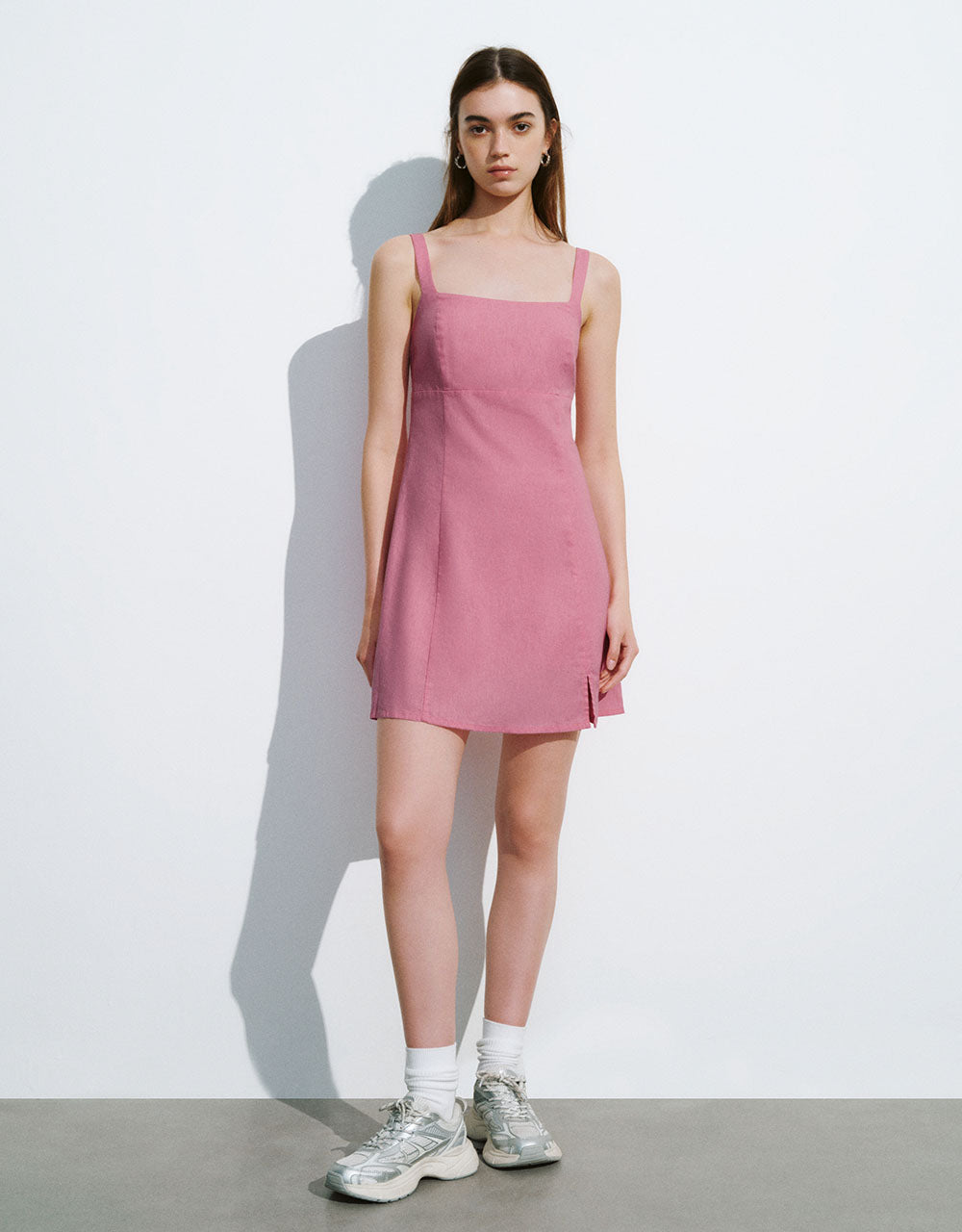 Sleeveless Square-cut Collar A-Line Dress