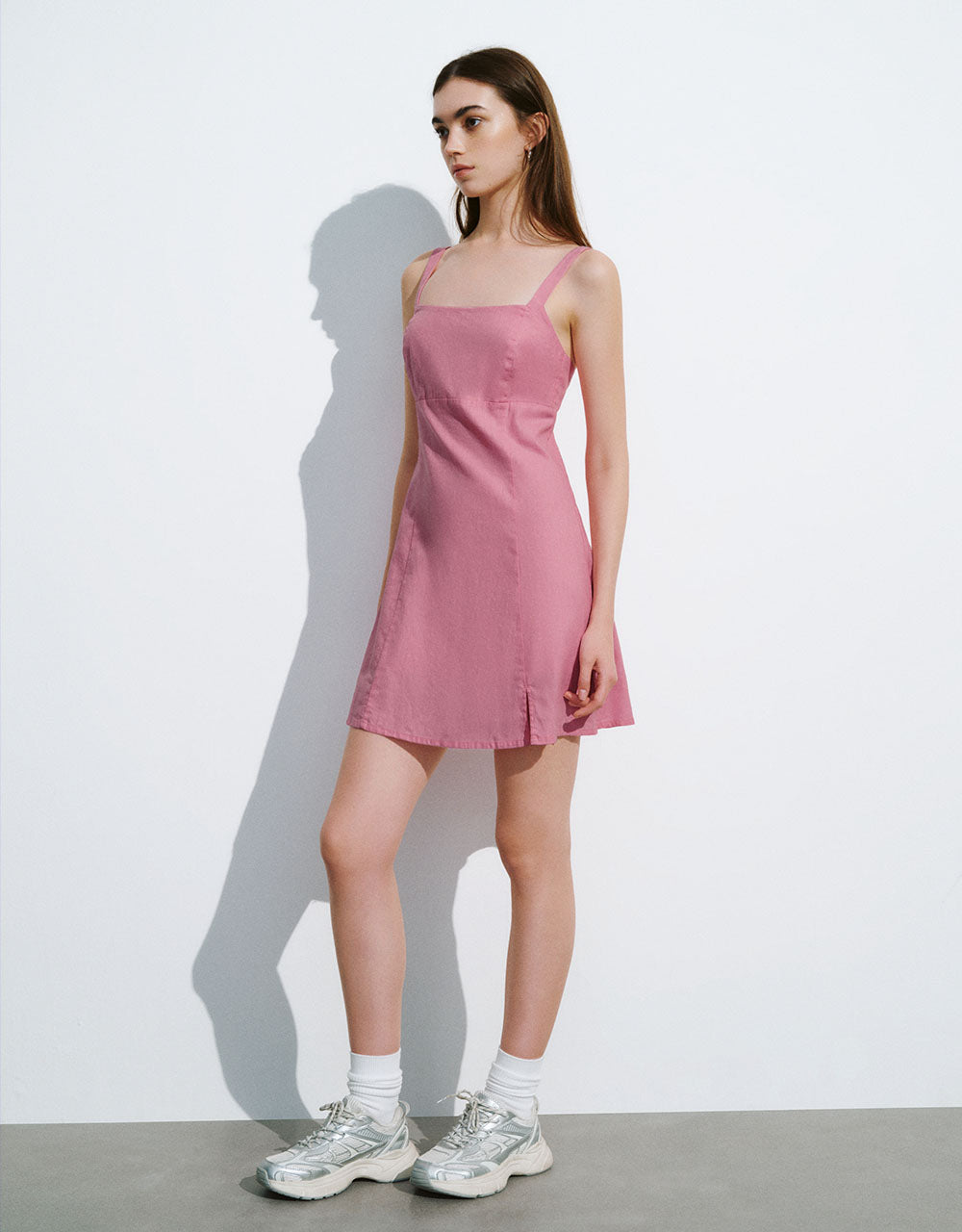 Sleeveless Square-cut Collar A-Line Dress