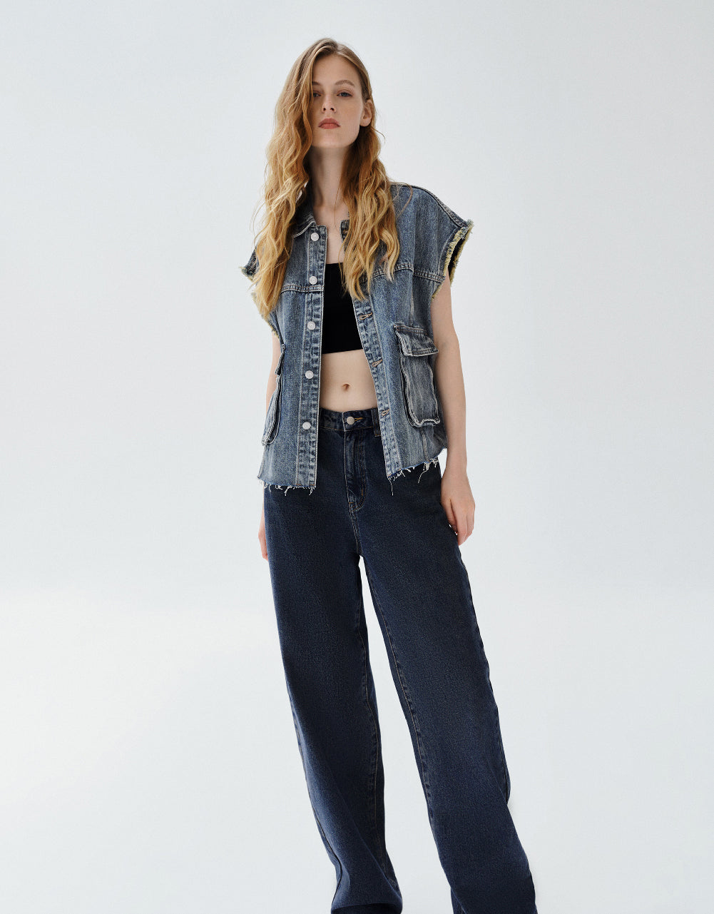 Raw Hem Denim Waistcoat