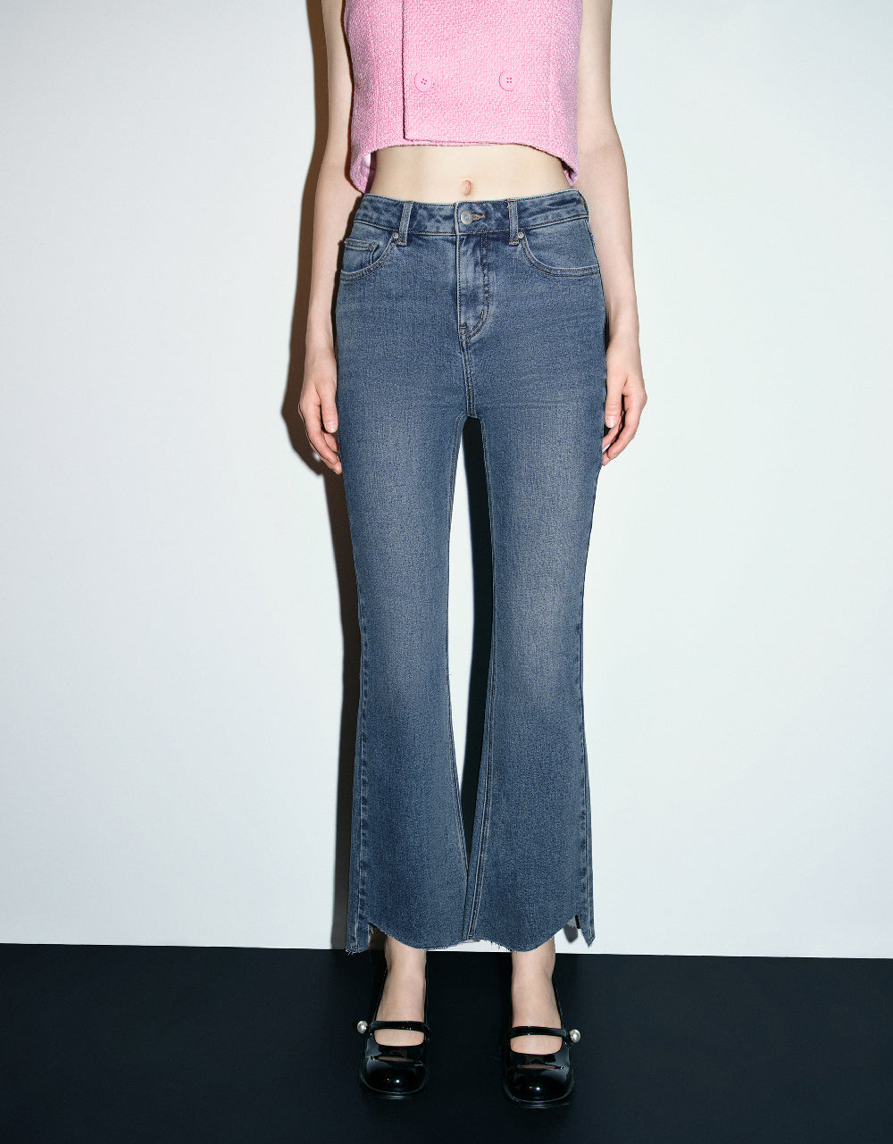 Raw Hem Flare Jeans