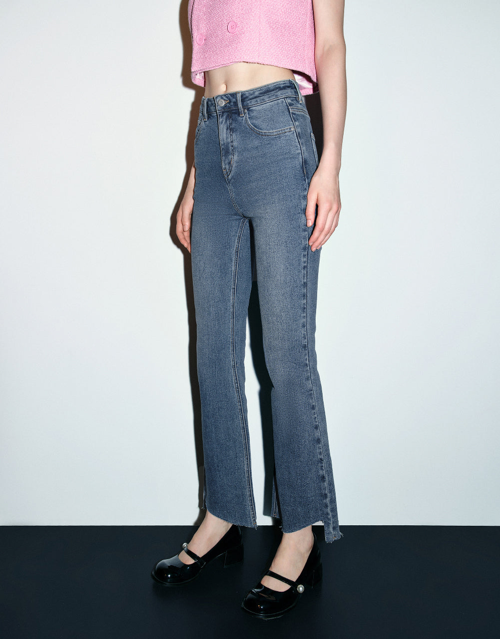 Raw Hem Flare Jeans