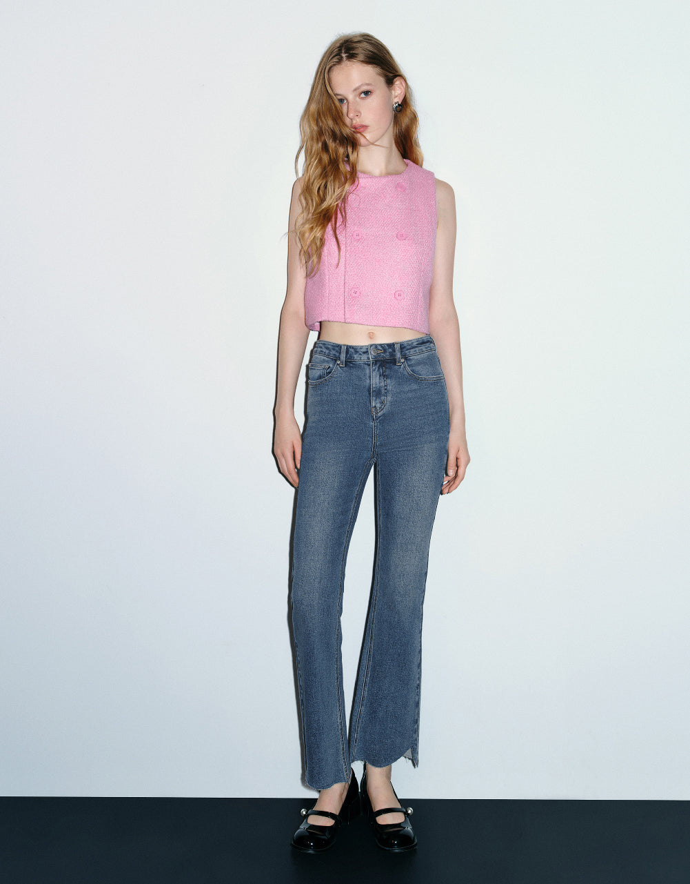 Raw Hem Flare Jeans