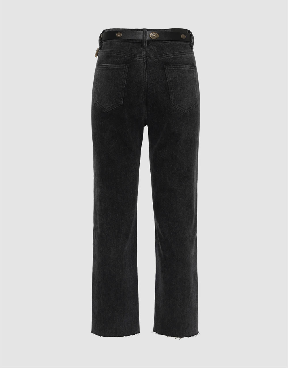 Raw Hem Straight Jeans With Belt