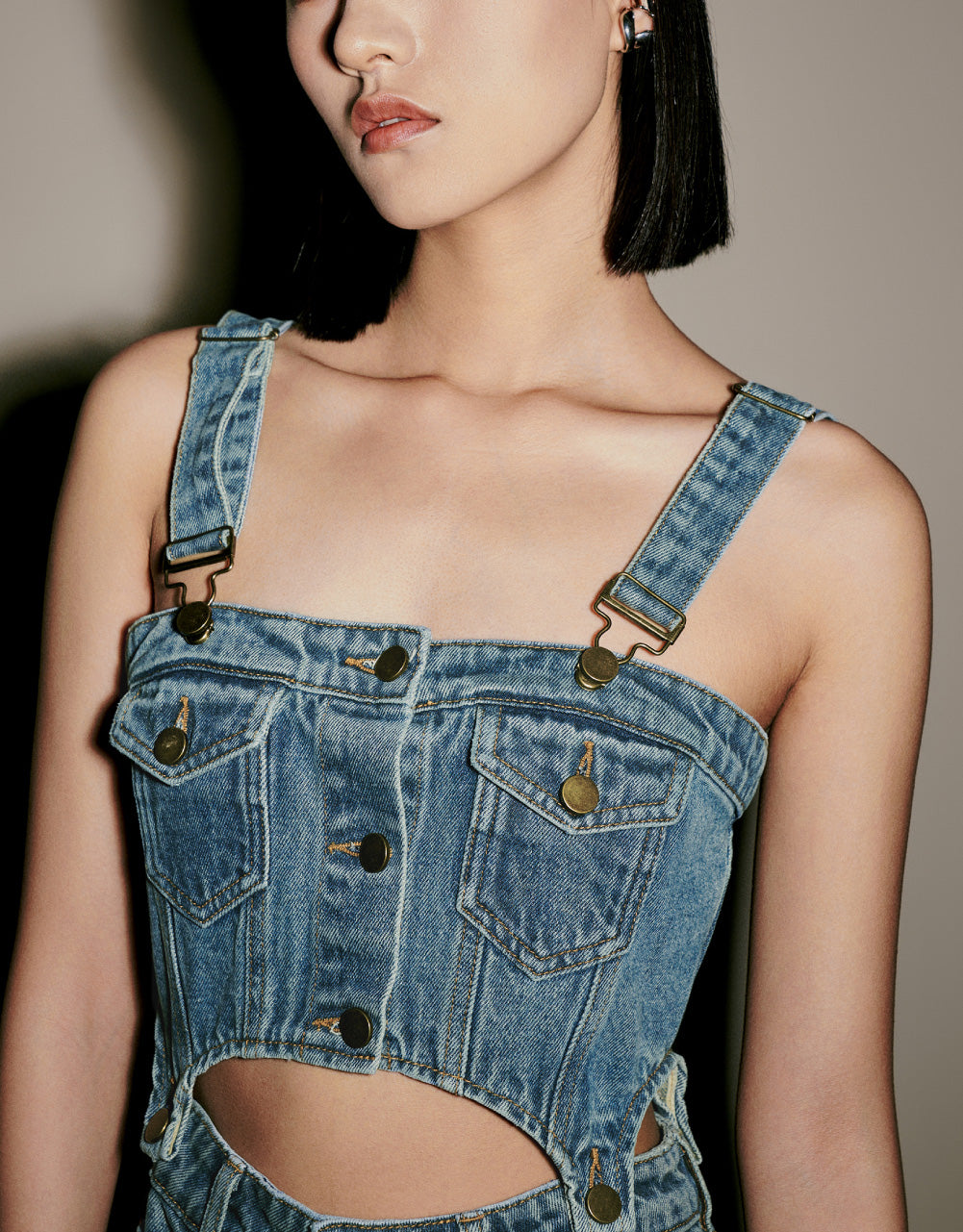 2 In 1 Denim Pinafore Dress