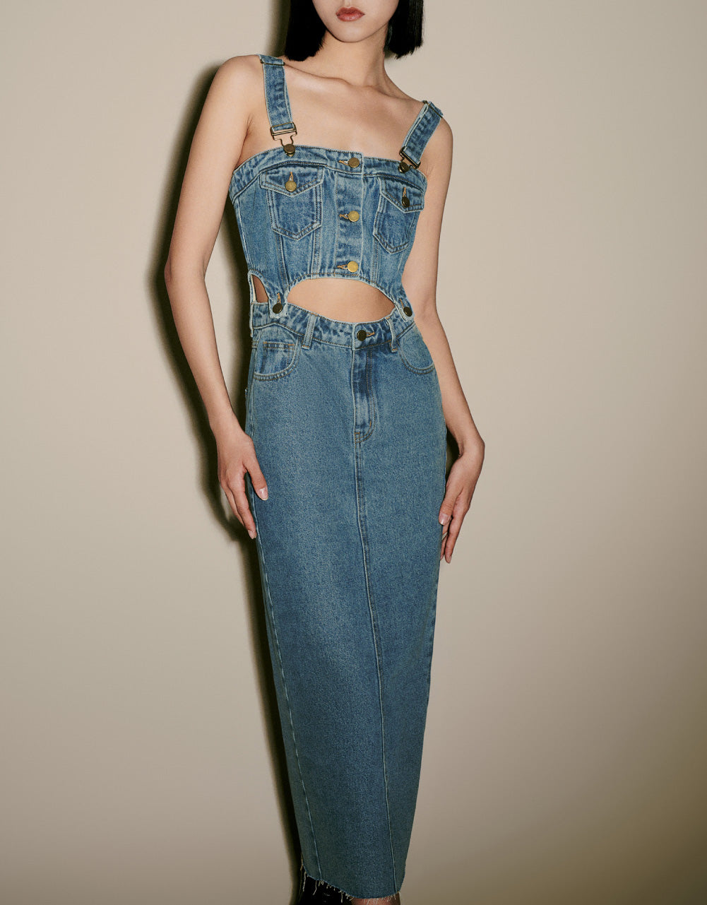 2 In 1 Denim Pinafore Dress