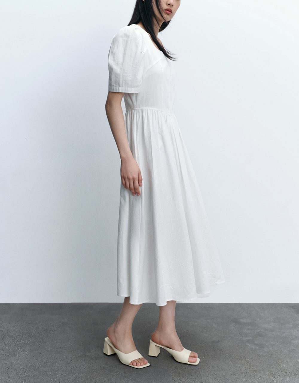 Square-Cut Collar A-Line Dress