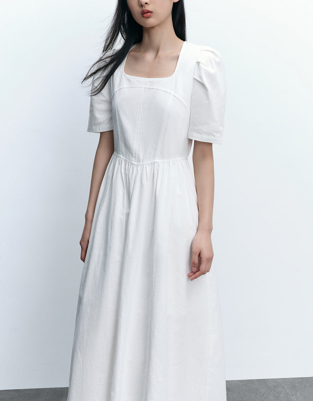 Square-Cut Collar A-Line Dress