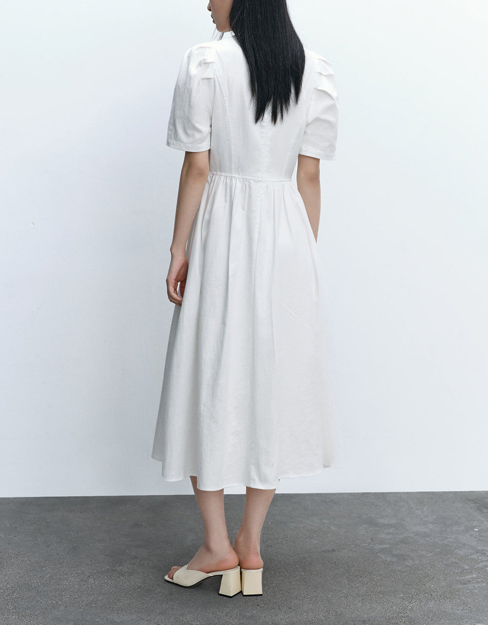 Square-Cut Collar A-Line Dress