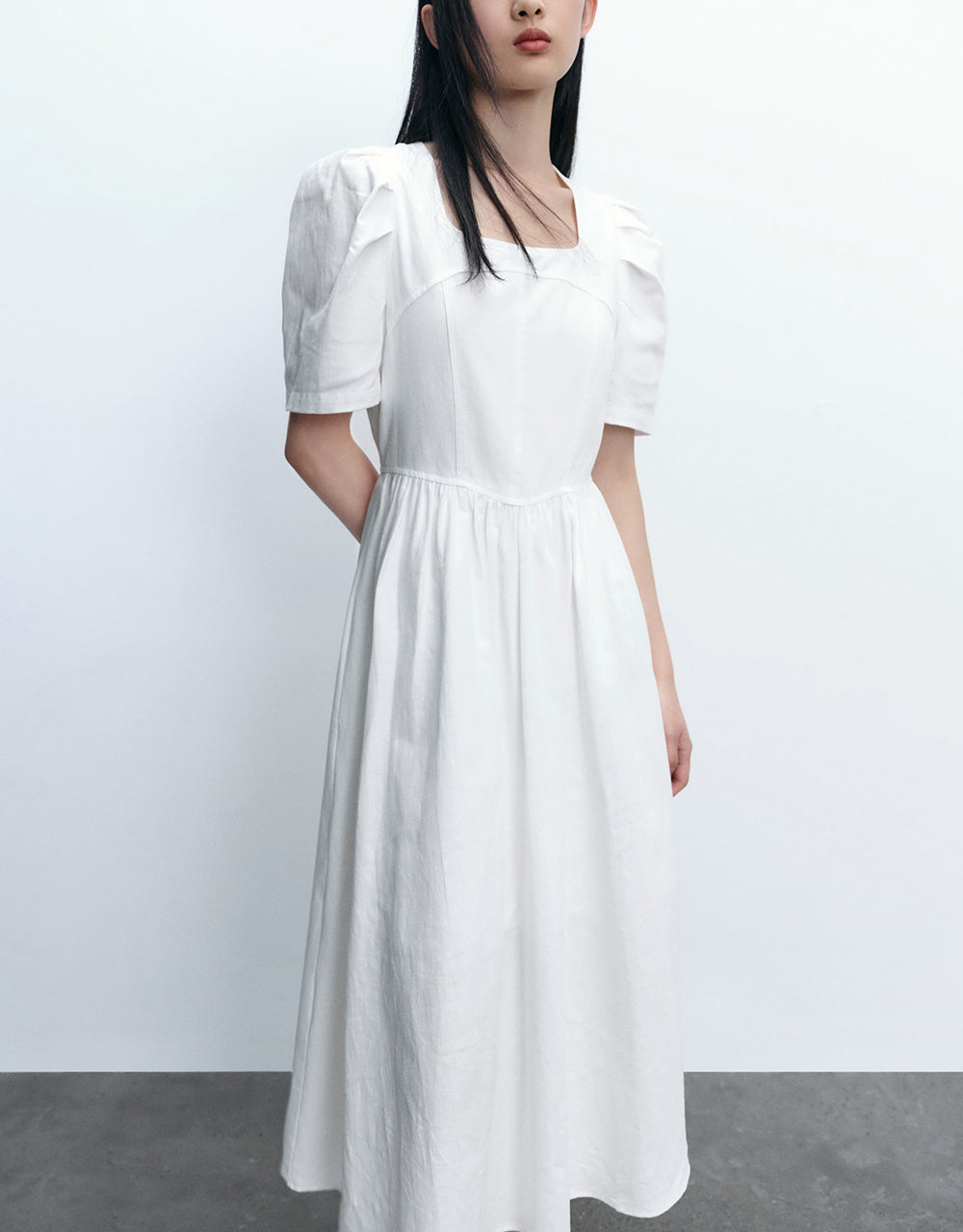 Square-Cut Collar A-Line Dress