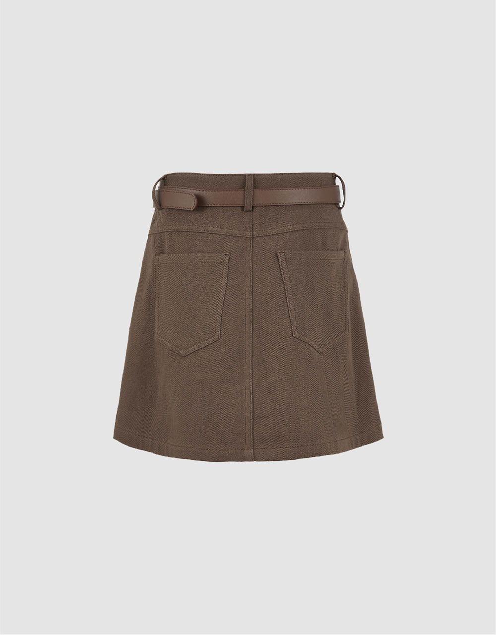 Mini A-Line Denim Skirt With Belt