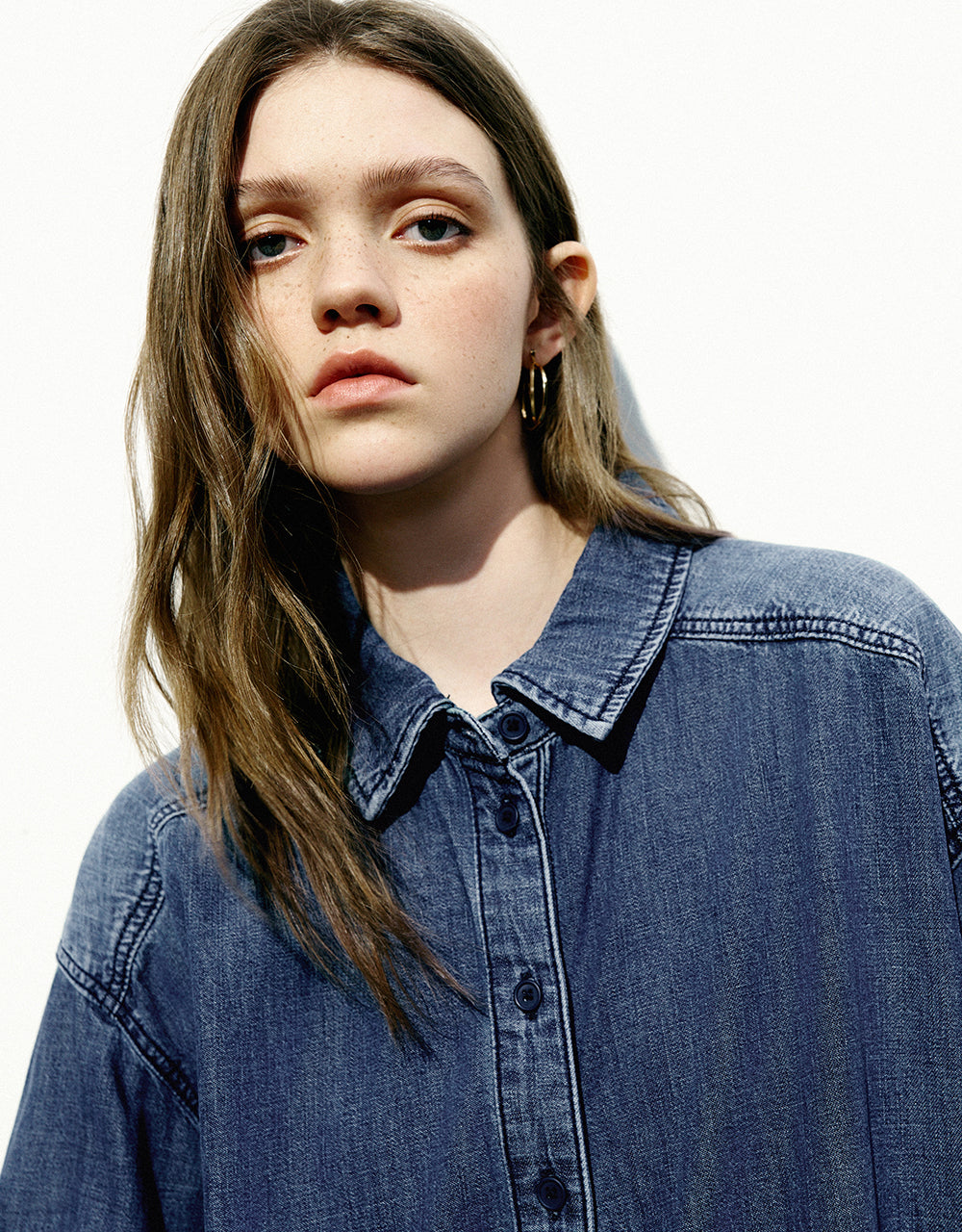 Button Up Loose Denim Shirt