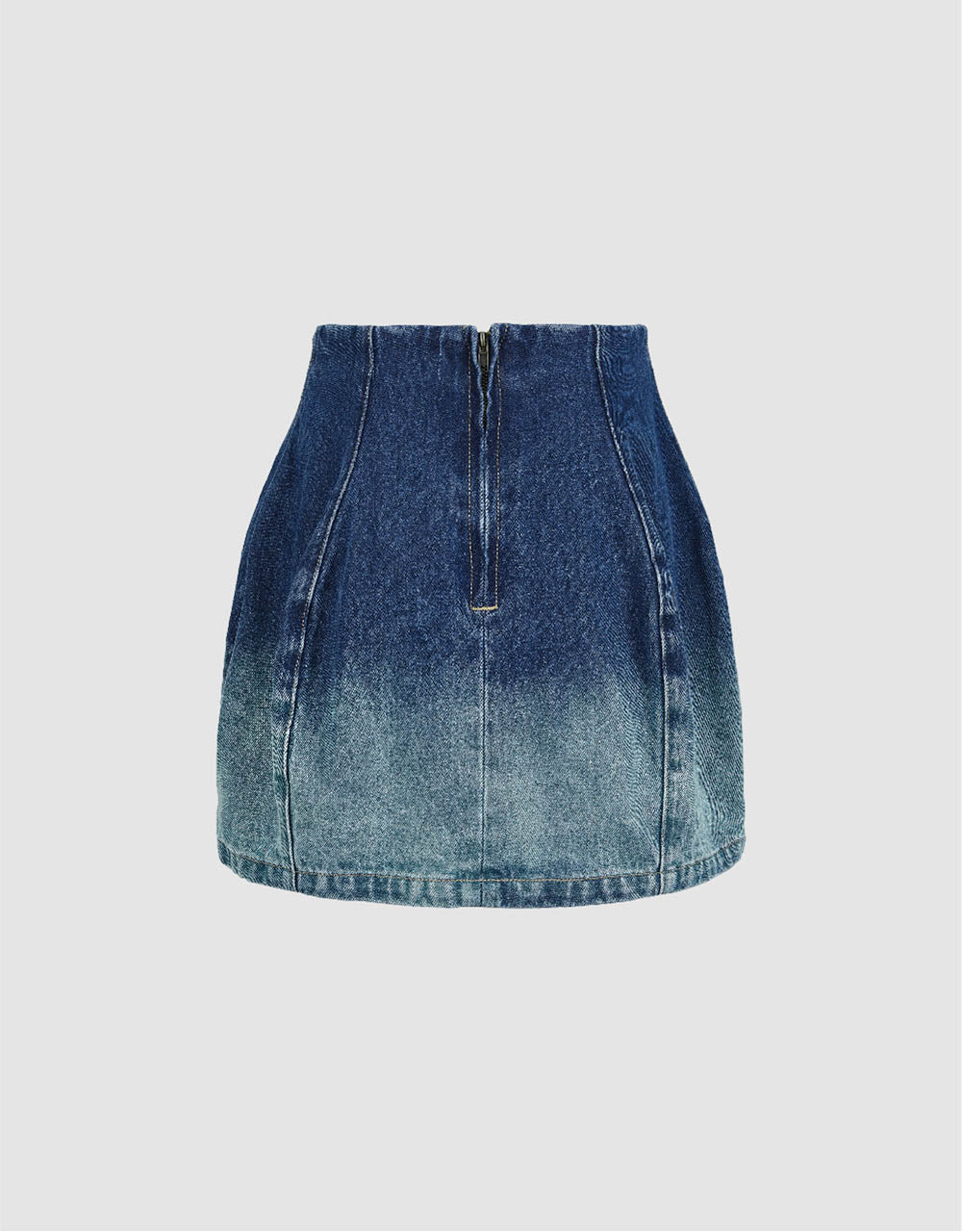 Gradient Mini A-Line Denim Skirt