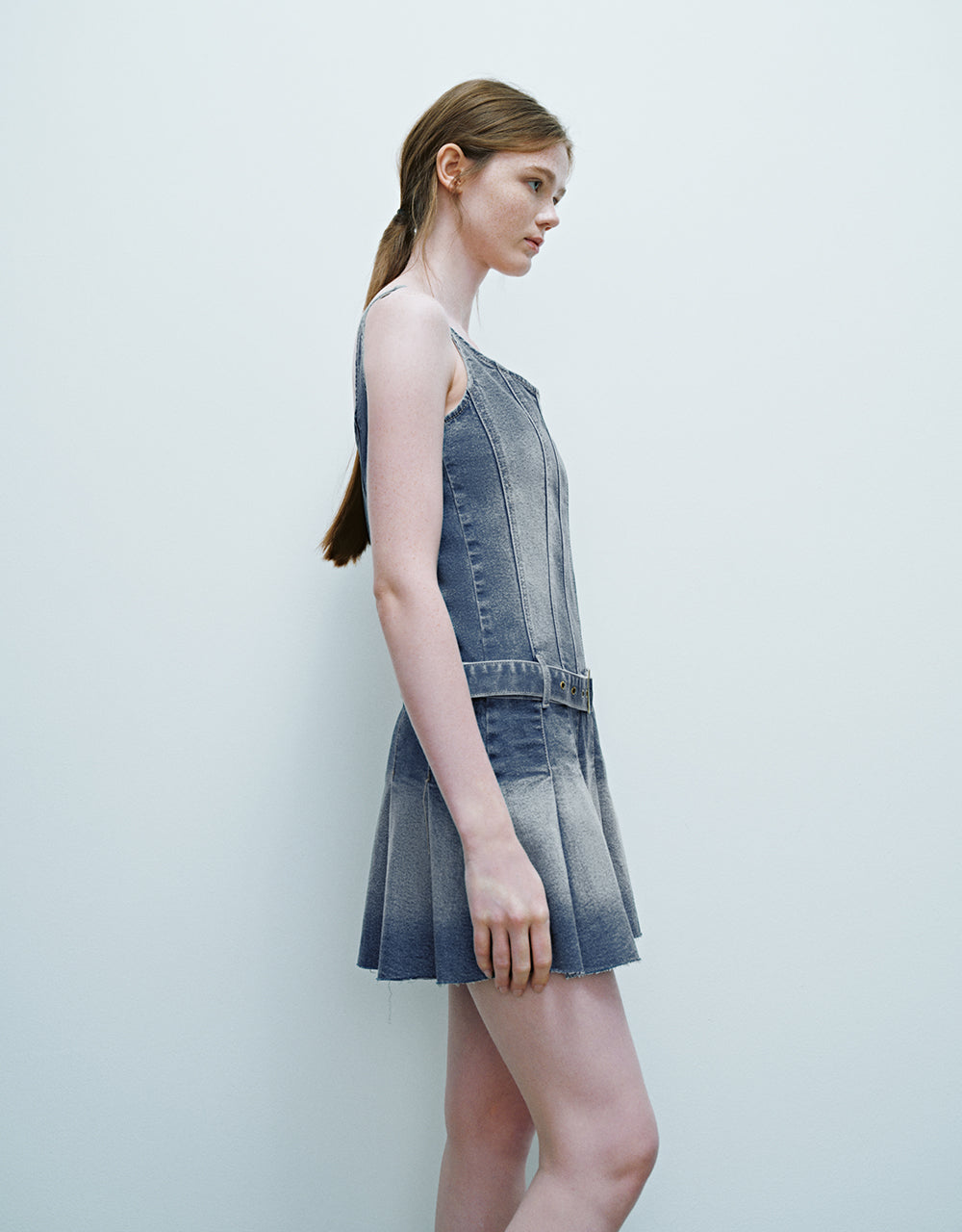 Sleeveless U Neck Denim Dress