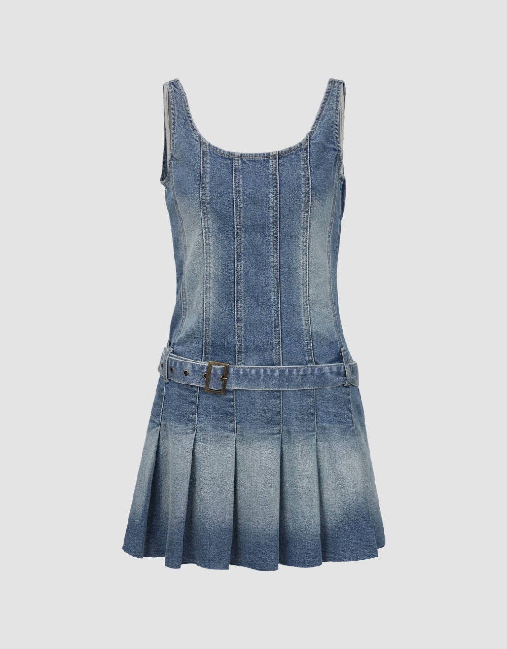 Sleeveless U Neck Denim Dress