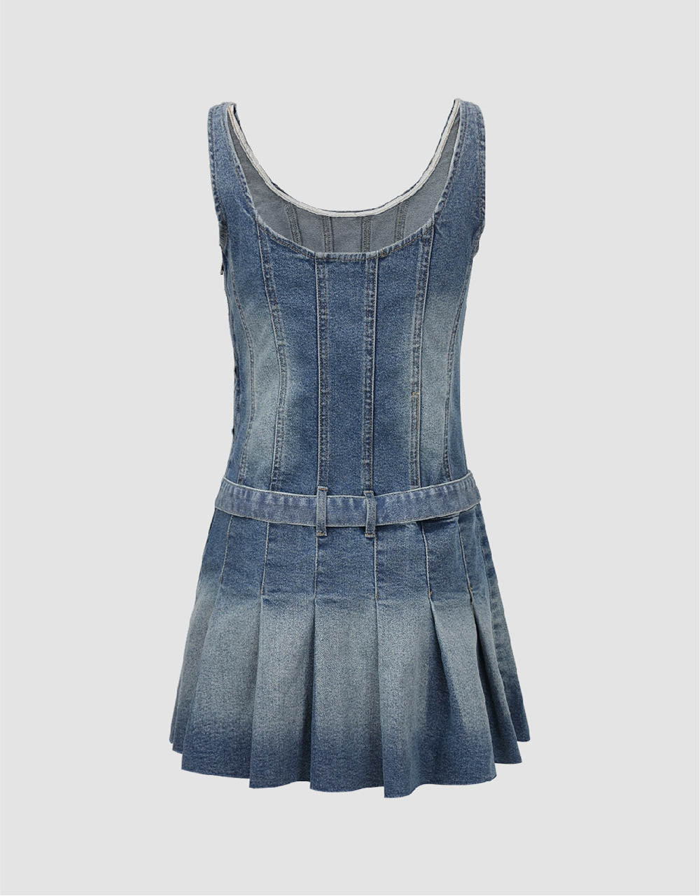 Sleeveless U Neck Denim Dress