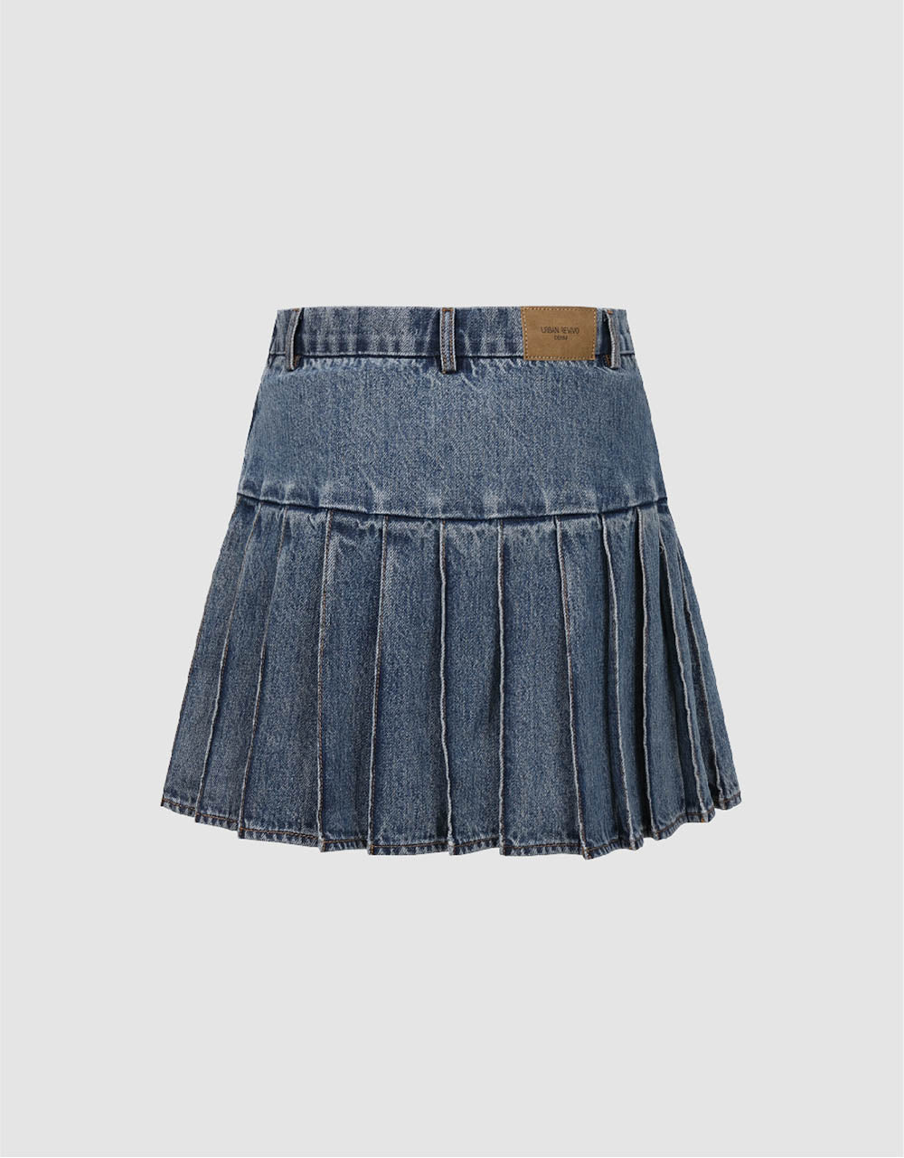 Pleated Lace Up Mini Denim Skirt