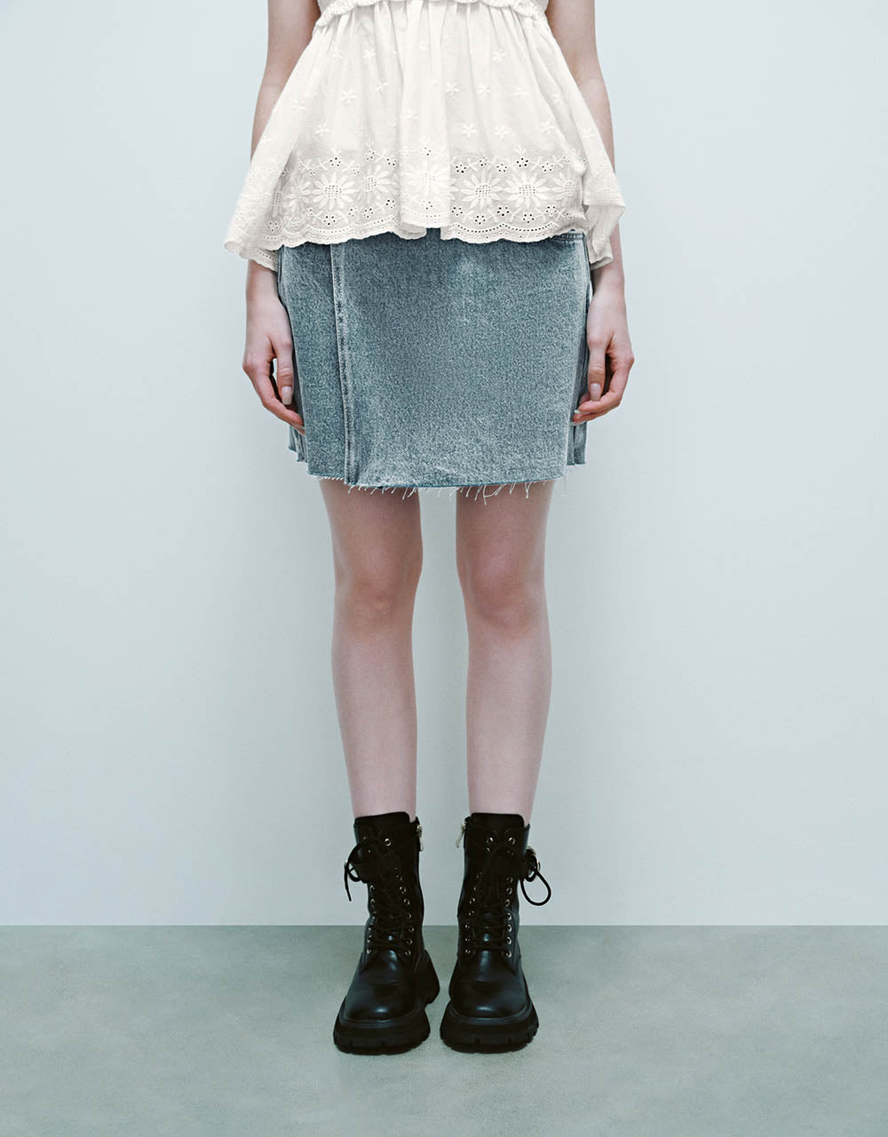 Mini A-Line Denim Skirt