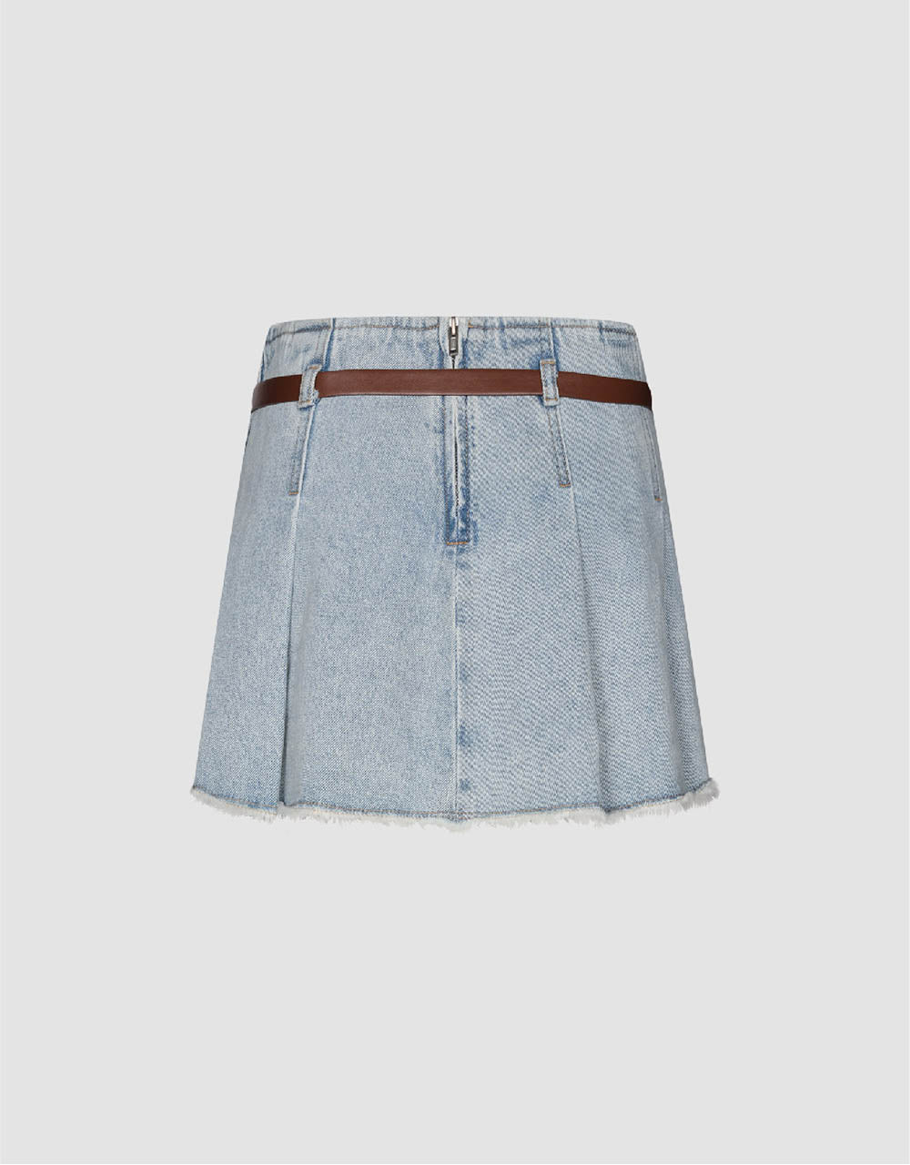 Raw Hem Mini A-Line Denim Skirt