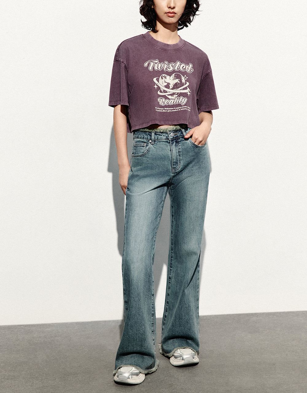 Raw Hem Flare Jeans