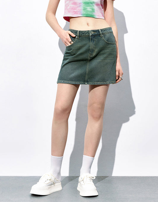 Mini A-Line Denim Skirt