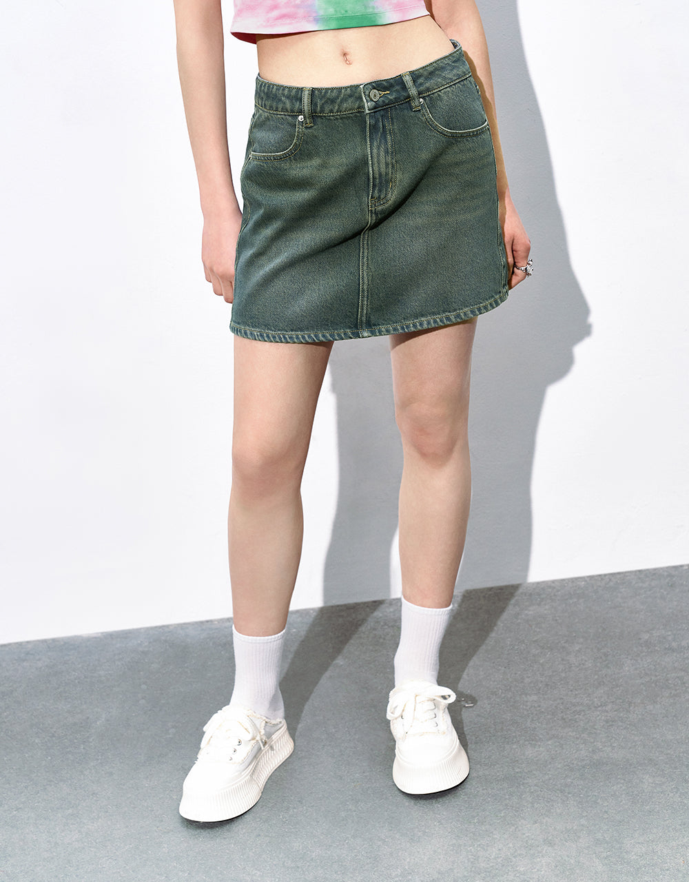 Mini A-Line Denim Skirt