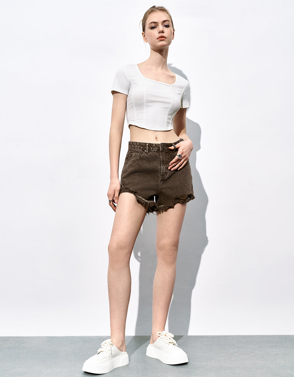 Raw Hem Denim Shorts