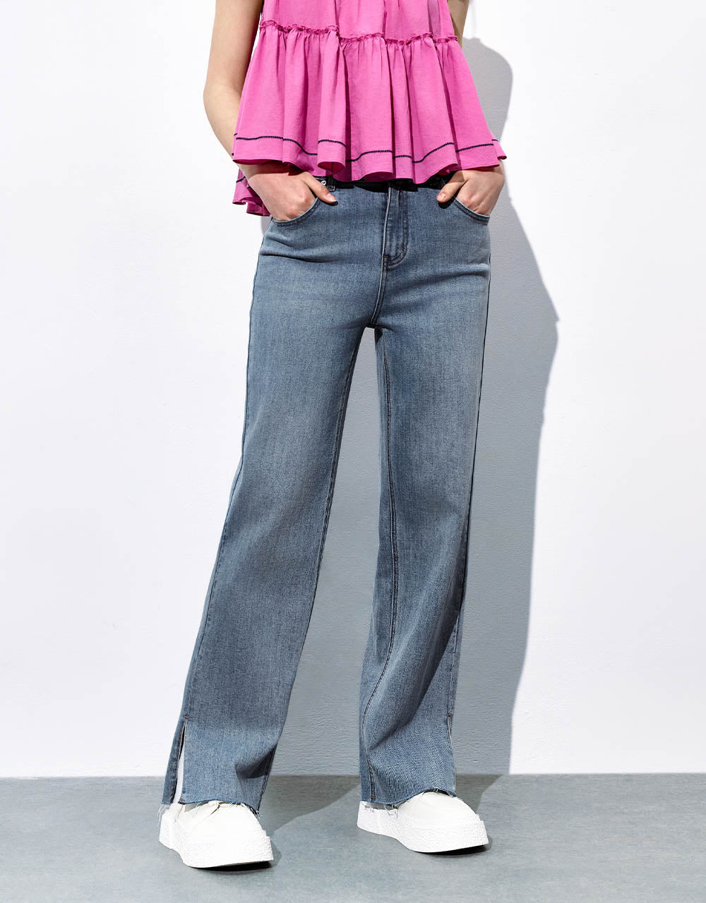 Split Hem Straight Jeans