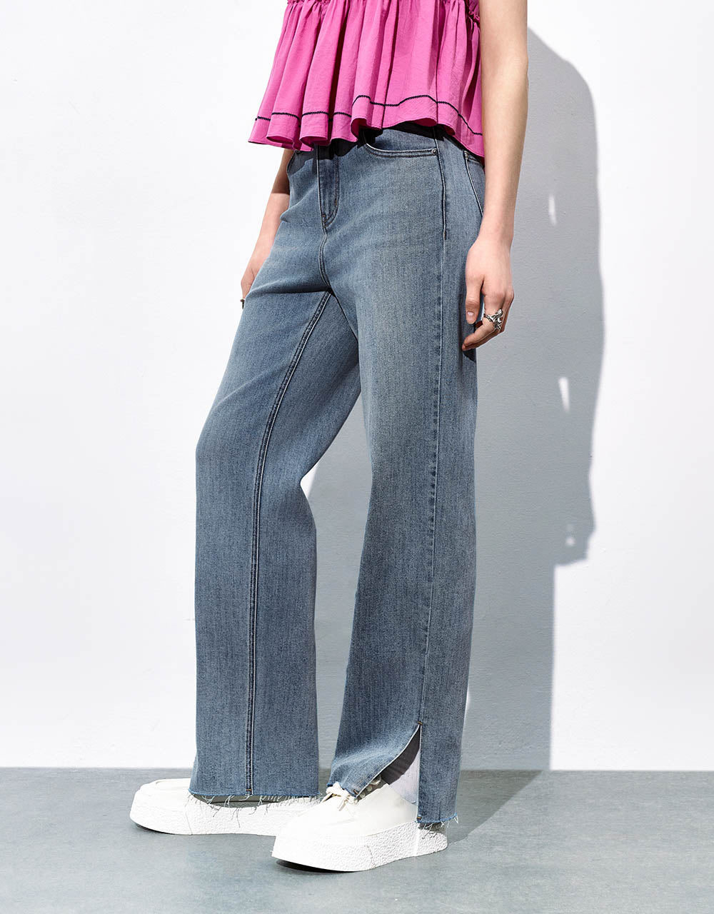 Split Hem Straight Jeans