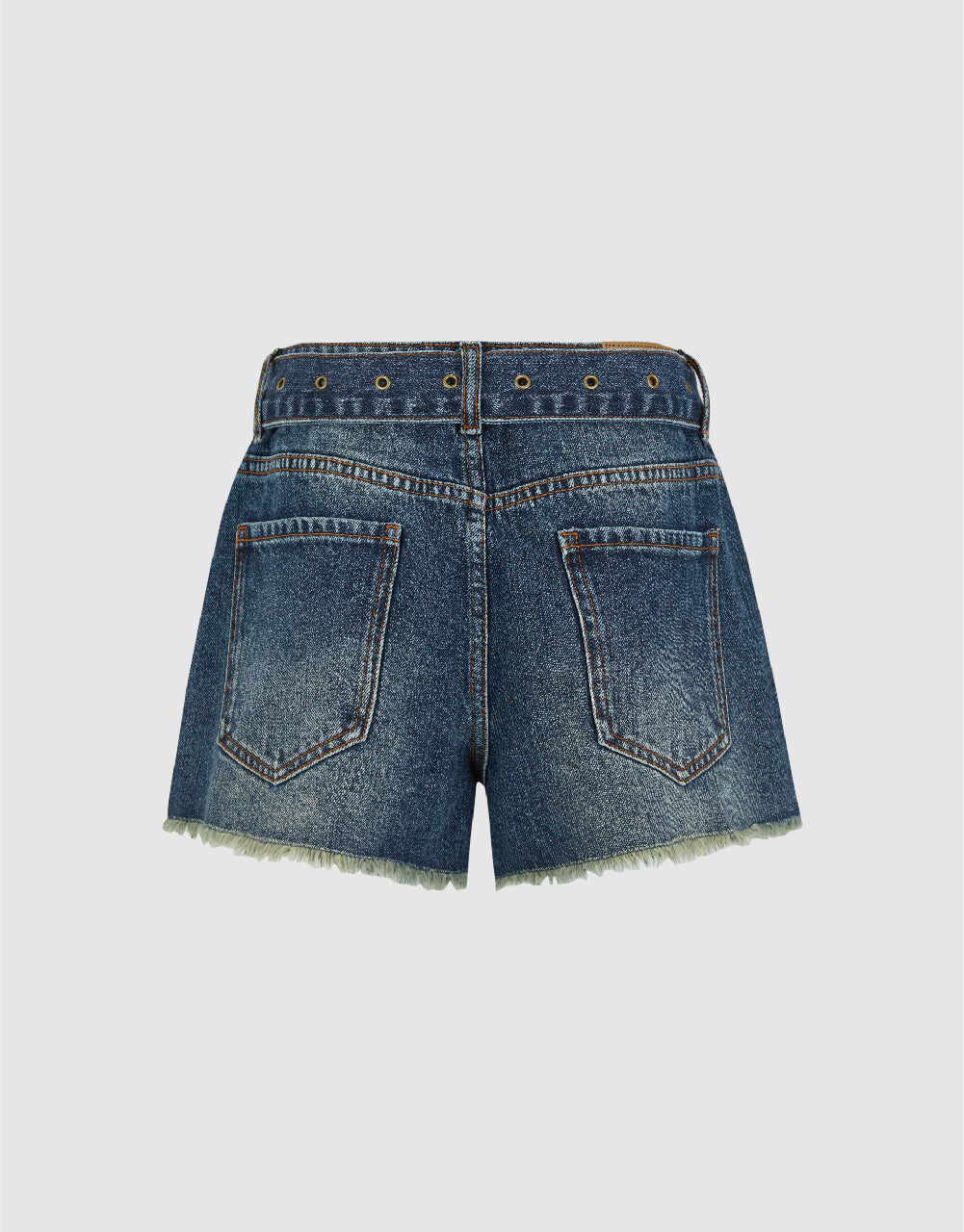 Raw Hem Denim Shorts With Belt