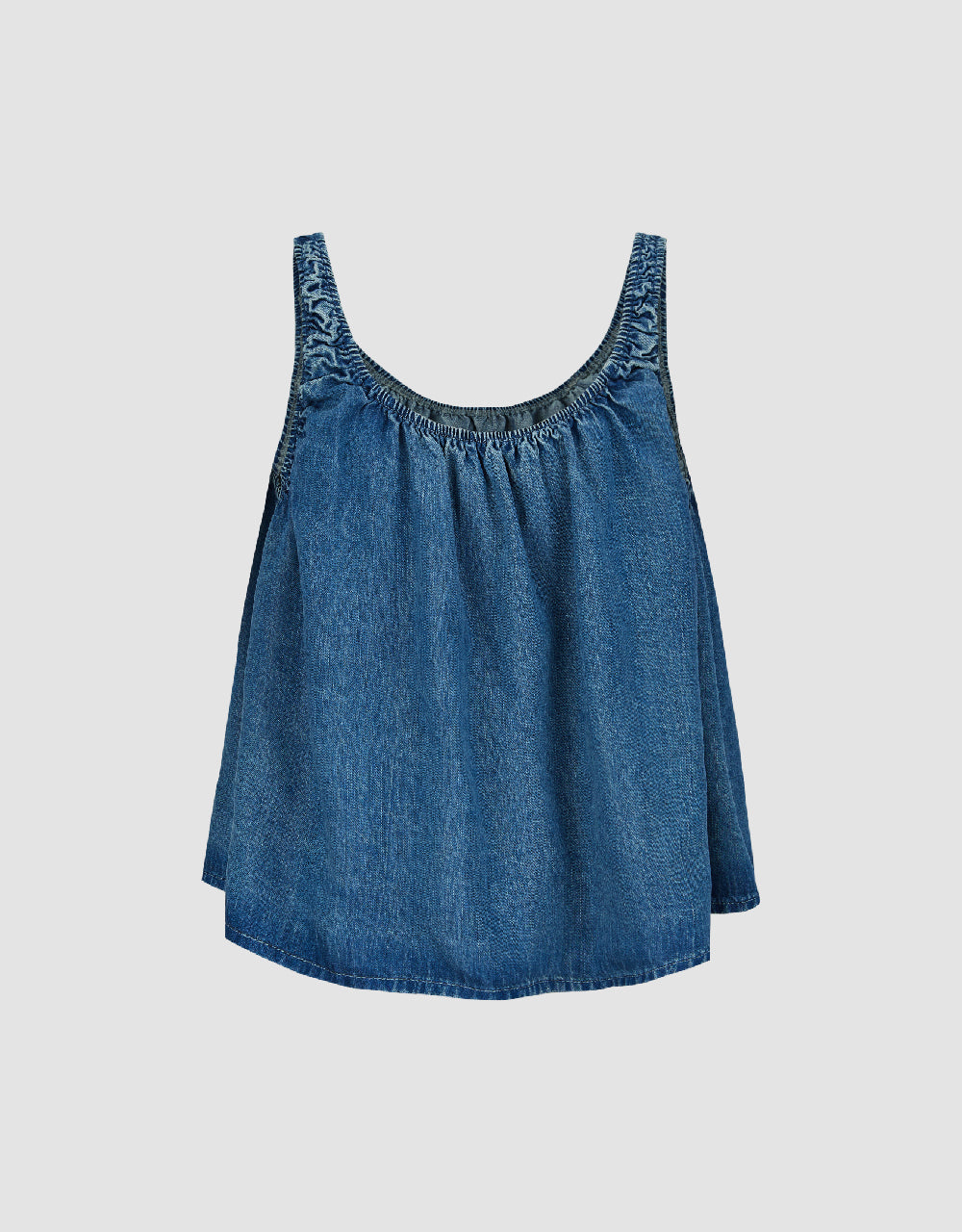 Sleeveless U Neck Denim Blouse