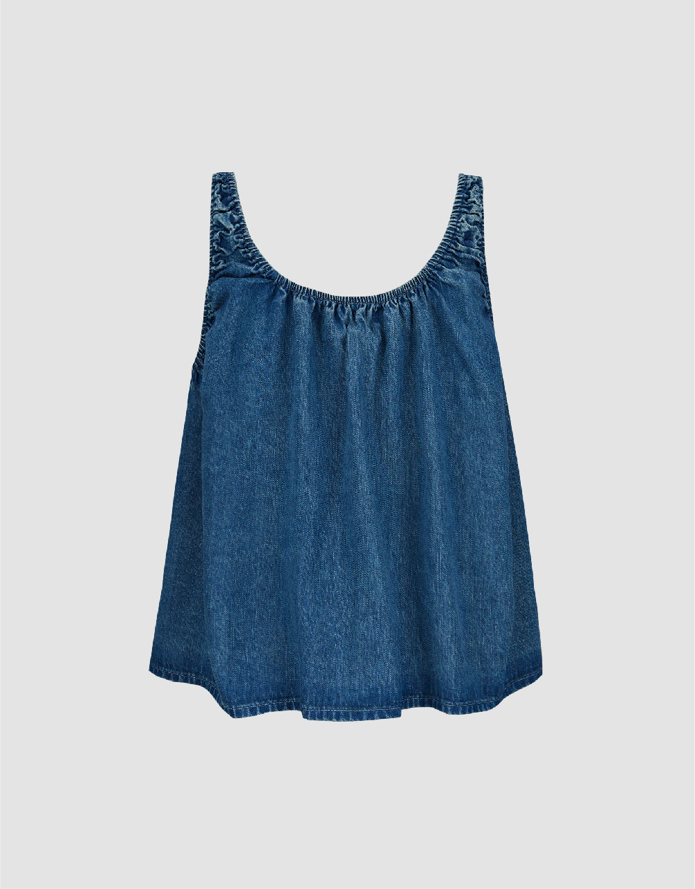 Sleeveless U Neck Denim Blouse