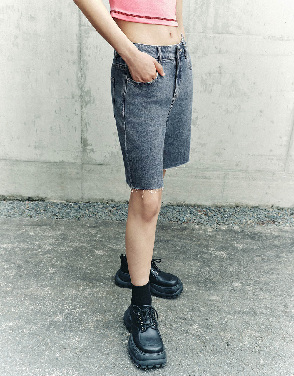 Raw Hem Denim Shorts