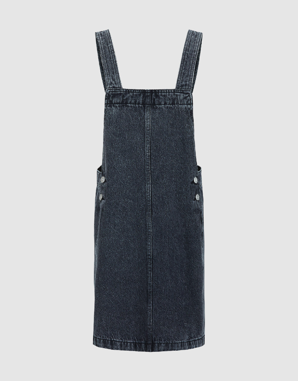 Square-cut Collar Denim Pinafore Dress