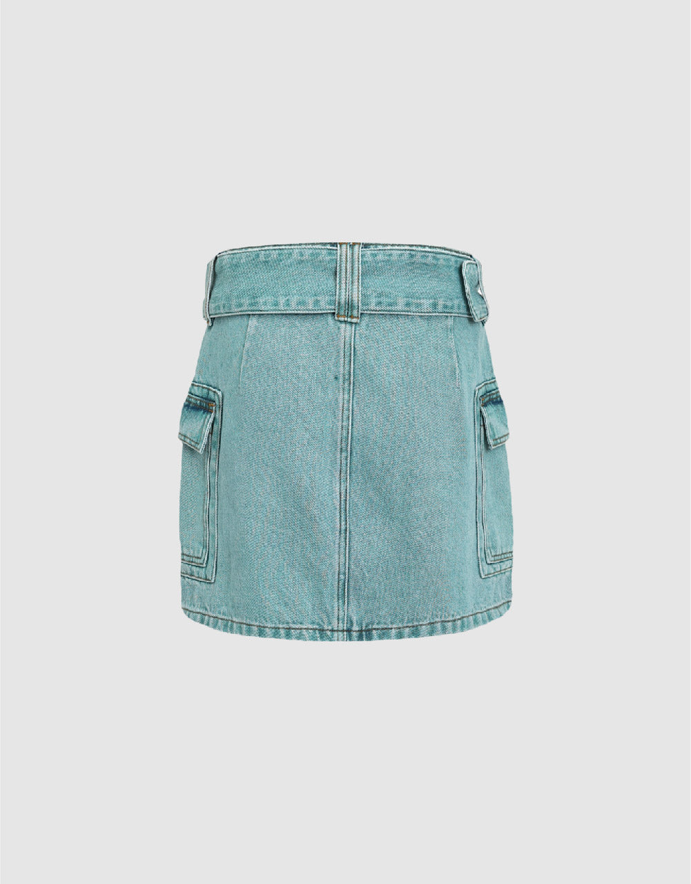 Mini A-Line Denim Skirt With Belt