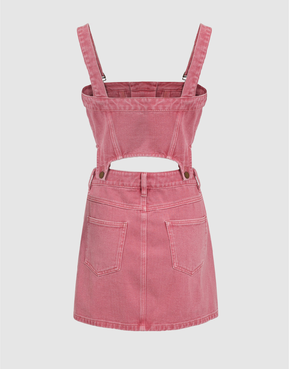 Cut-Out Mini Denim Pinafore Dress