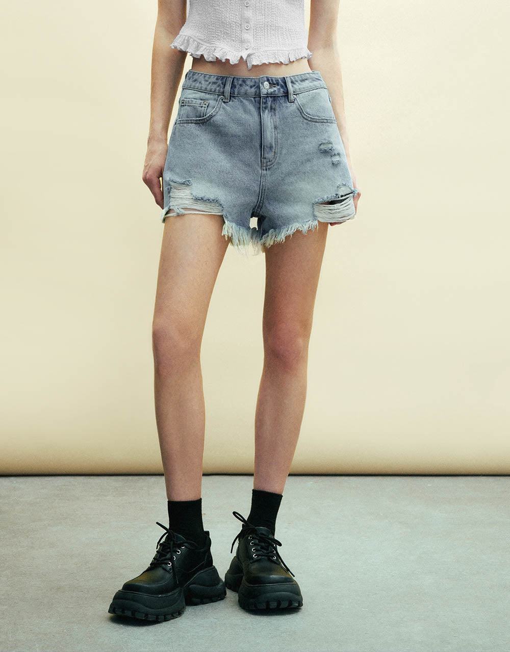 Raw Hem Denim Shorts