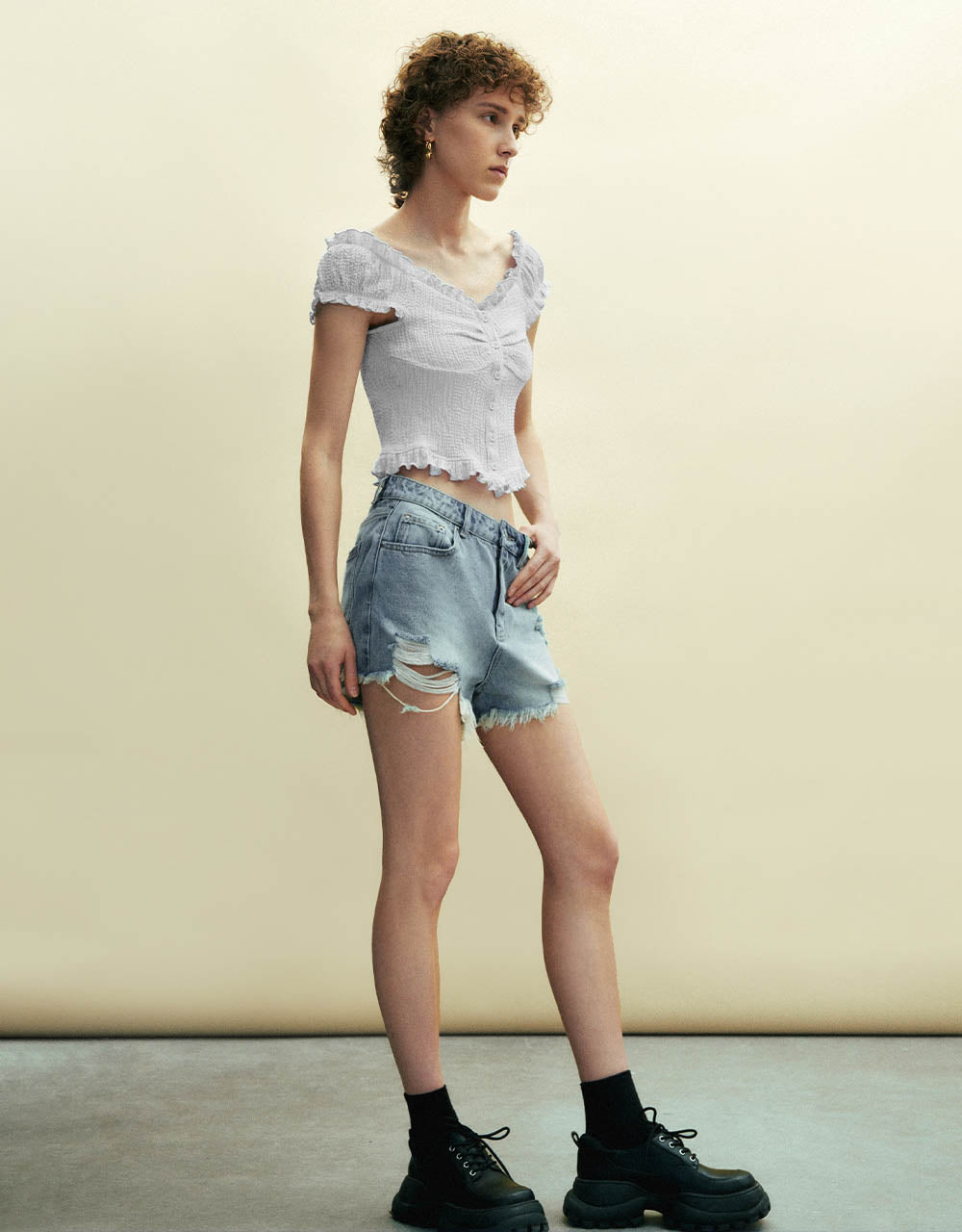 Raw Hem Denim Shorts