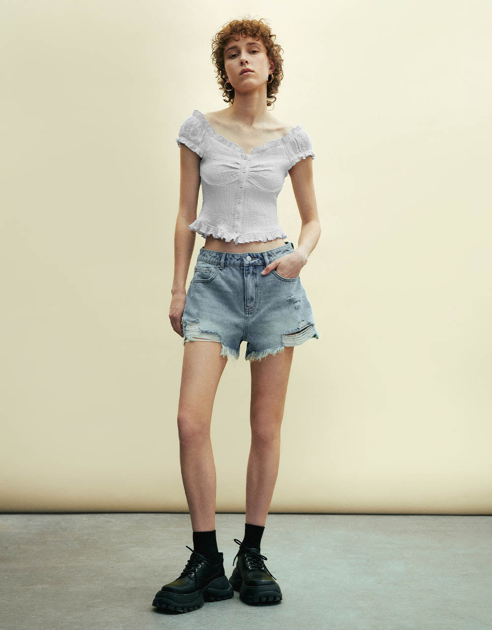 Raw Hem Denim Shorts