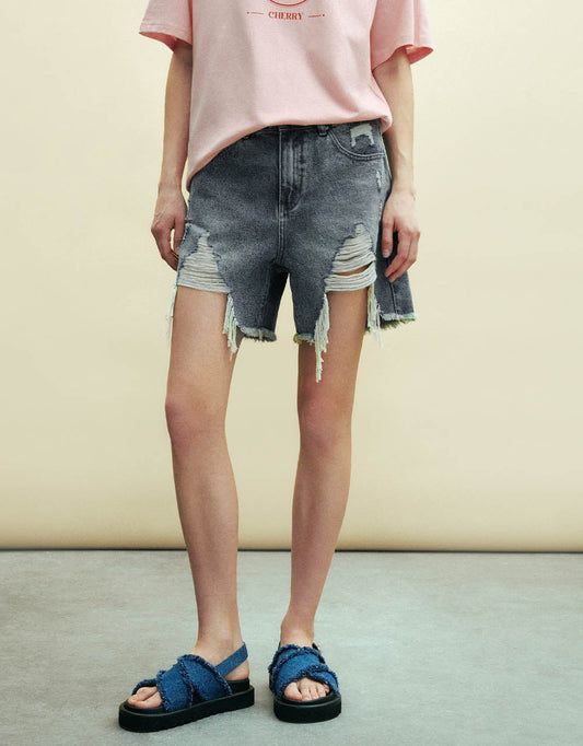 Raw Hem Denim Shorts