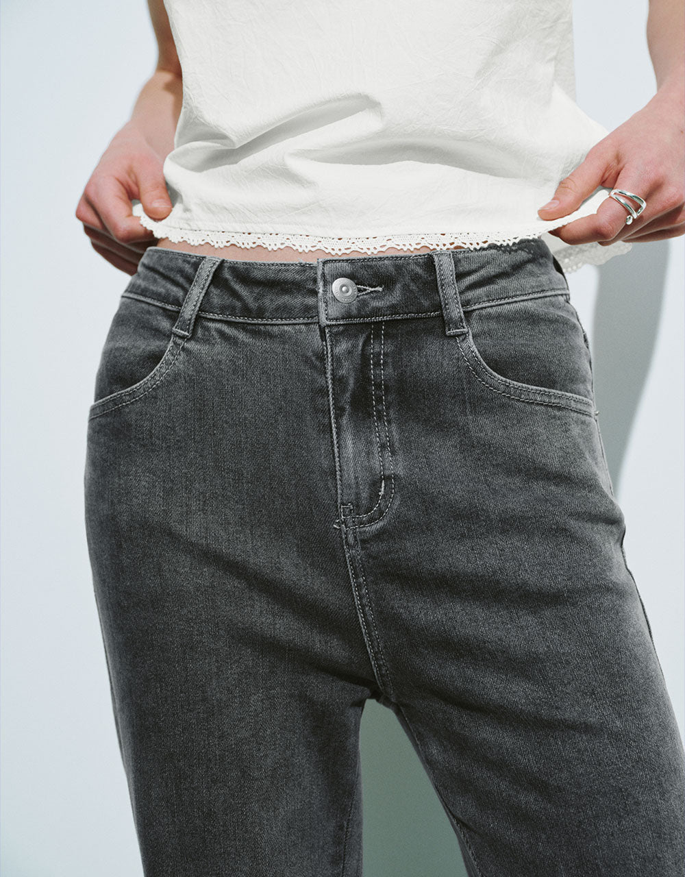 Raw Hem Flare Jeans