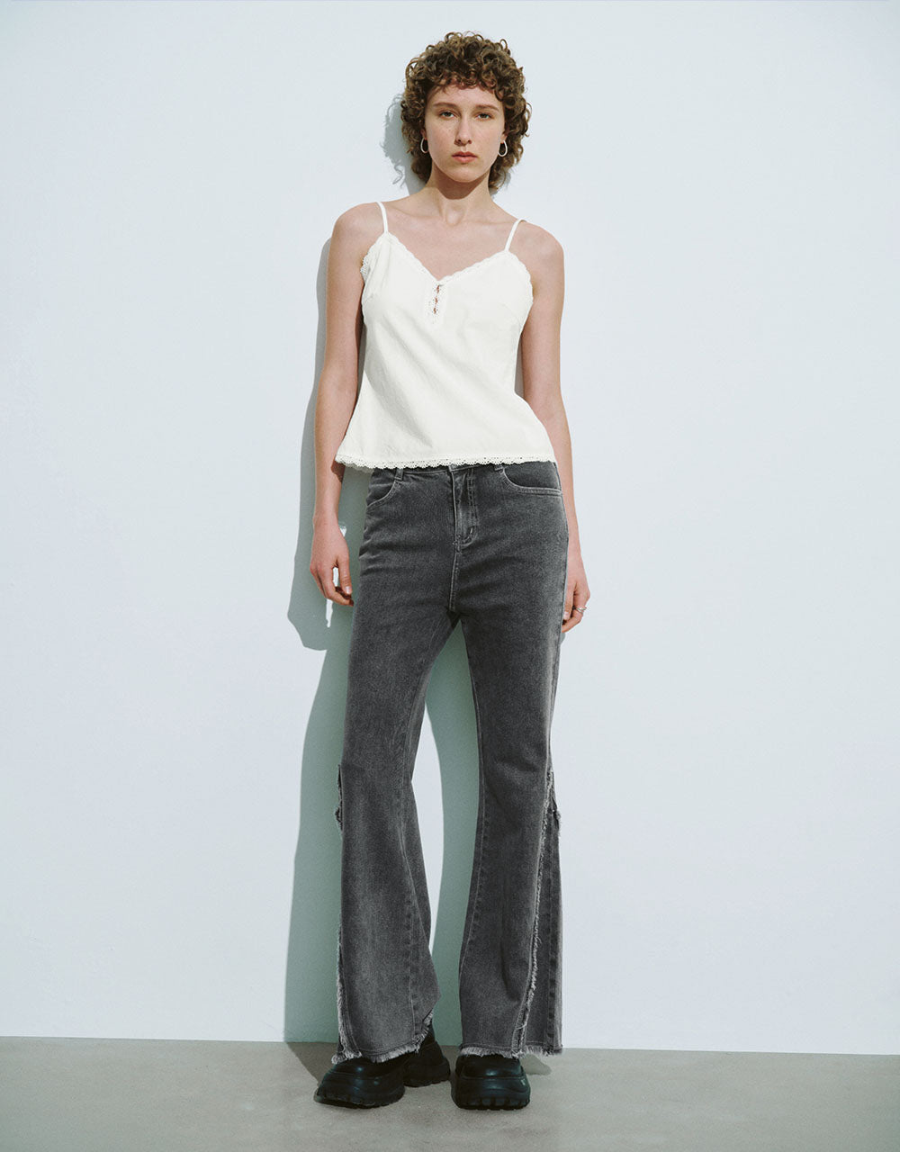 Raw Hem Flare Jeans