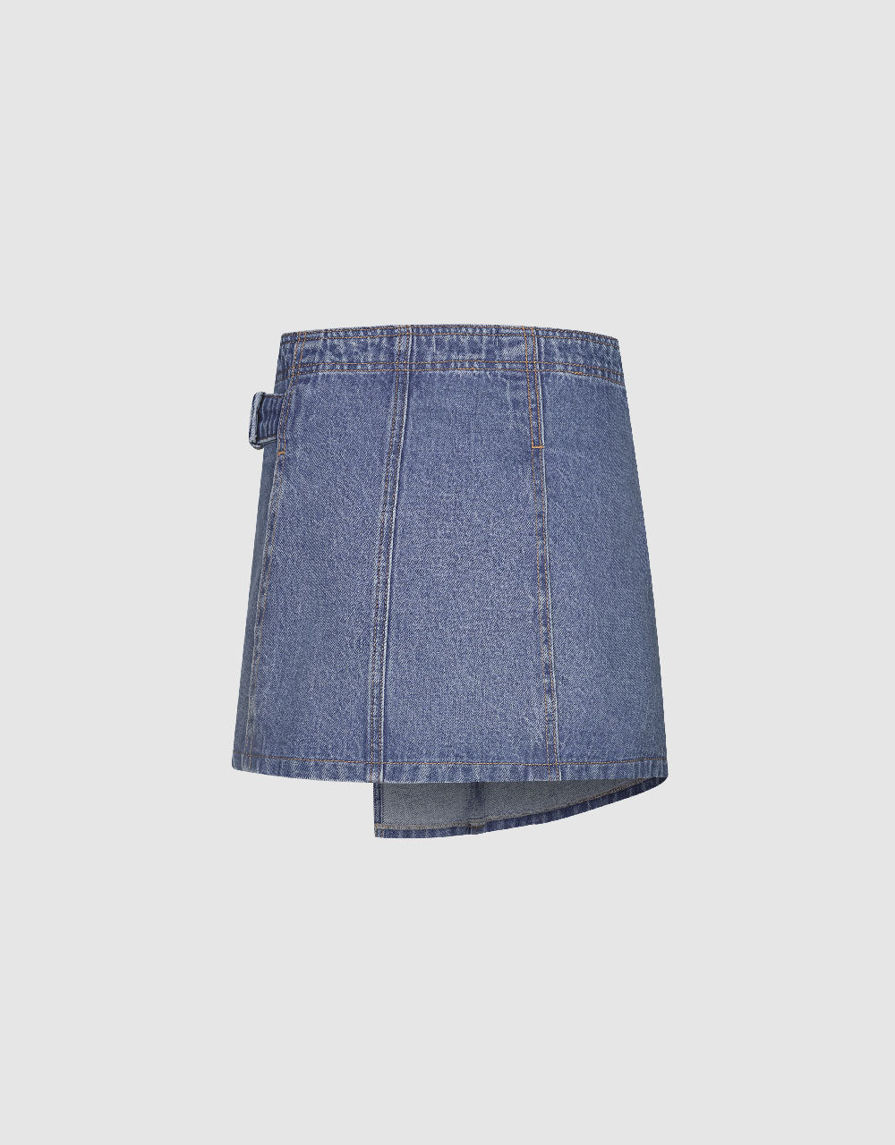 Mini A-Line Denim Skirt With Belt