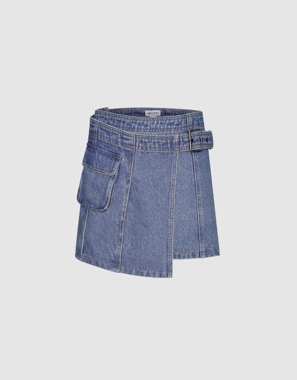 Mini A-Line Denim Skirt With Belt