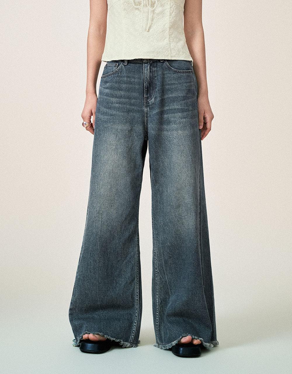 Raw Hem Straight Jeans