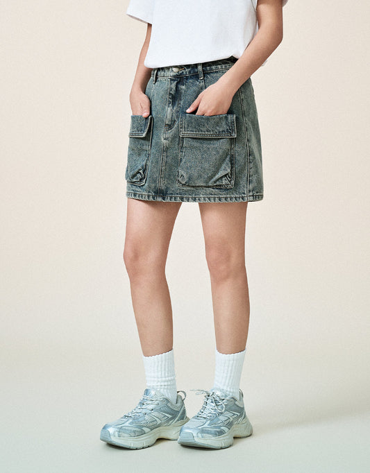 Mini Straight Denim Skirt