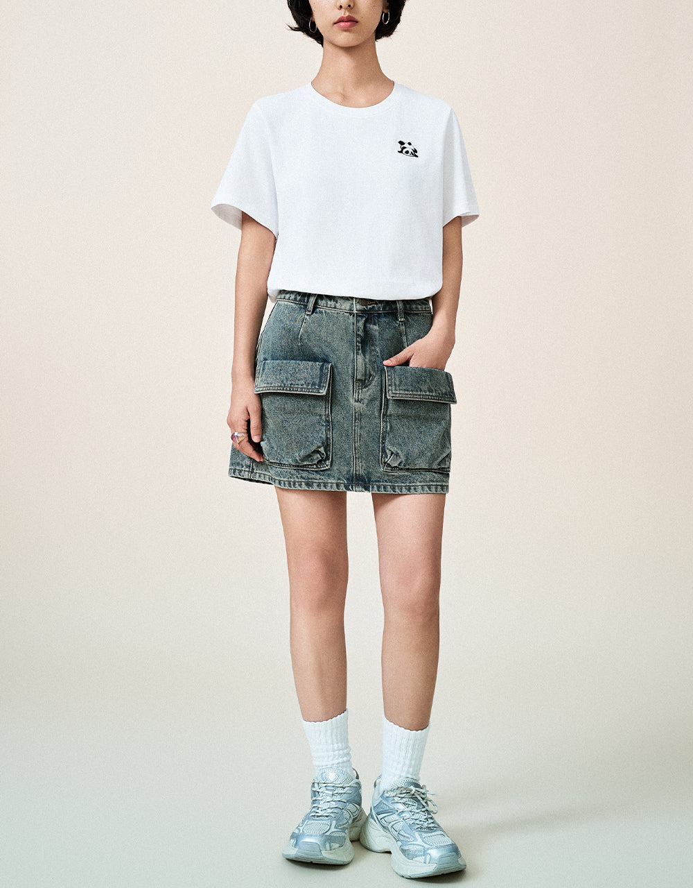 Mini Straight Denim Skirt