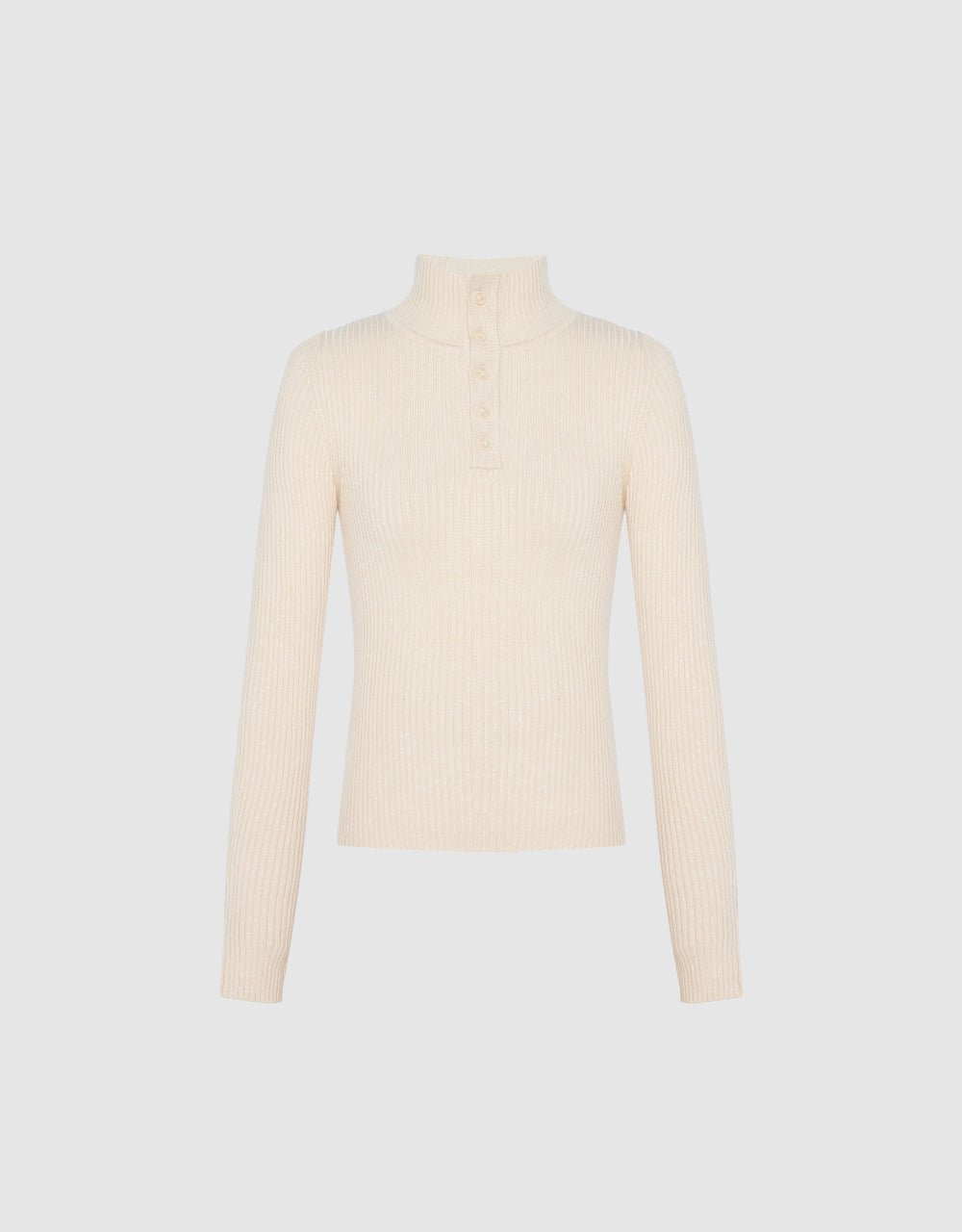 Button Half Placket Knitted T-Shirt