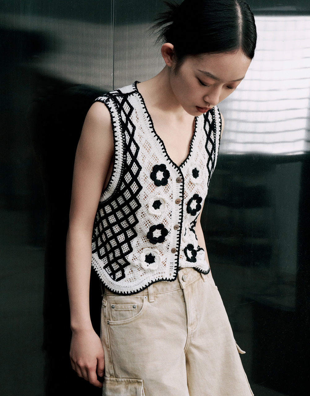 Pointelle Knitted Vest