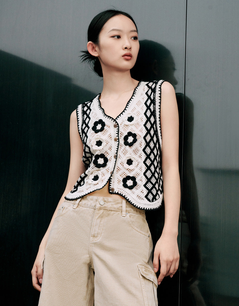 Pointelle Knitted Vest